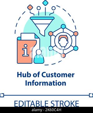 Hub of customer information concept icon Stock Vector
