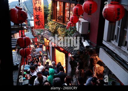 JIUFEN, TAIWAN - NOVEMBER 23, 2018: People visit heritage Old Town of Jiufen located in Ruifang District of New Taipei City. Jiufen is also known as J Stock Photo