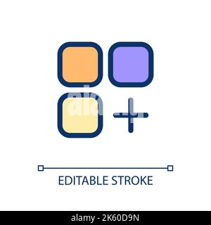 Menu with add option pixel perfect RGB color ui icon Stock Vector