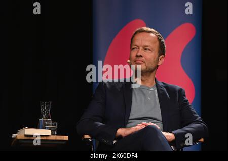 Cologne, Germany. 09th Oct, 2022. Journalist Georg Restle on stage at Lit Cologne special, the international literature festival Credit: Horst Galuschka/dpa/Horst Galuschka dpa/Alamy Live News Stock Photo