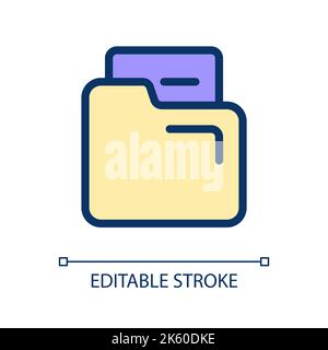 Document in folder pixel perfect RGB color ui icon Stock Vector