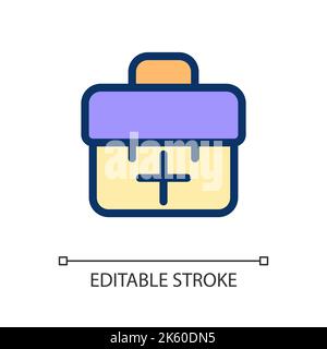 Briefcase with plus pixel perfect RGB color ui icon Stock Vector