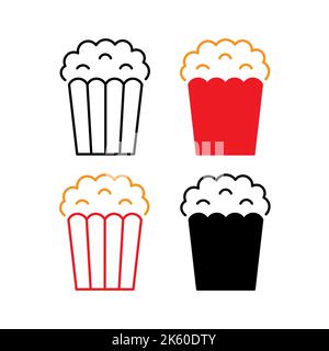 Popcorn box set simple line icon Stock Vector