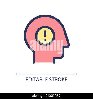 Mental health issues pixel perfect RGB color ui icon Stock Vector