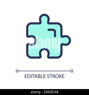 Puzzle piece pixel perfect RGB color ui icon Stock Vector