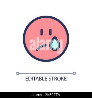 Crying emoji pixel perfect RGB color ui icon Stock Vector
