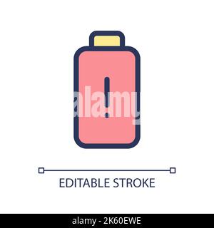 Low battery level pixel perfect RGB color ui icon Stock Vector