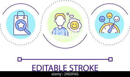 Customer satisfaction with high product quality loop concept icon Stock Vector