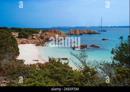 Pink Beach, Spiaggia Rosa or Cala di Roto, Island of Budelli; La Maddalena Archipelago, Bocche di Bonifacio, Sardinia, Italy, Europe Stock Photo