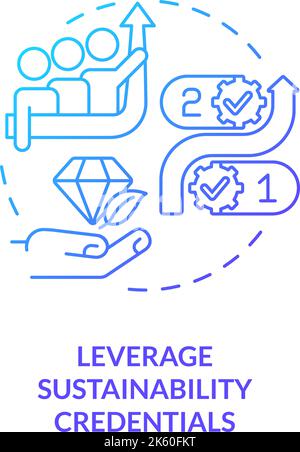 Leverage sustainability credentials blue gradient concept icon Stock Vector
