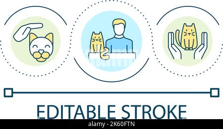 Snuggle up with pets loop concept icon Stock Vector