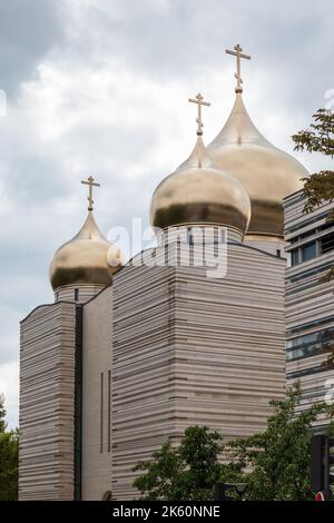 The Holy Trinity Cathedral in  Paris. A Russian Orthodox Cathedral with golden cupolas, Paris, France Europe Stock Photo