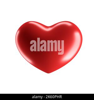 Red heart isolated on white background. 3d illustration. Stock Photo