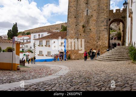 Obidos, Portugal - 25.09.2022: Panoramic view of the Medieval town of Obidos. Obidos, Portugal Stock Photo