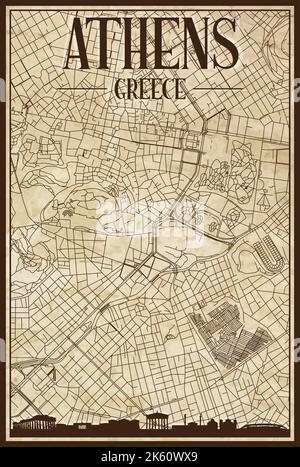 Athens city map with hand-drawn architecture icons. All drawigns, map ...