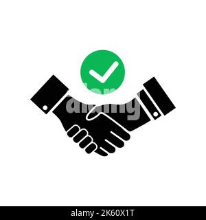 Commitment with black handshake or shakehand icon. flat simple style trend modern big success logotype graphic design isolated on white background. co Stock Vector
