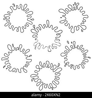 Blob with drops , black outline, vector illustration in cartoon style. Stock Vector