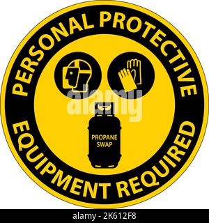 Propane Personal Protective Equipment Required Floor Sign Stock Vector