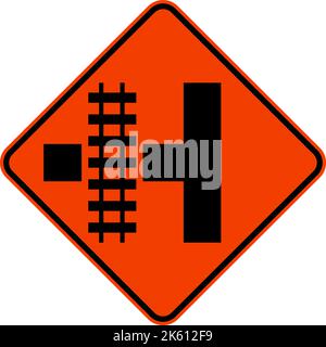 Highway Light Rail Transit Grade Crossing Left Sign Stock Vector