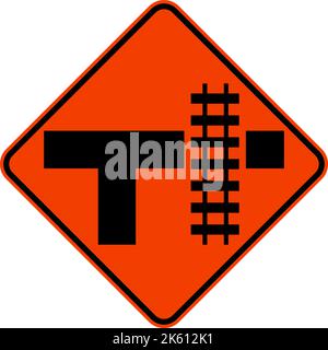 Highway Light Rail Transit Grade Crossing Right Sign Stock Vector