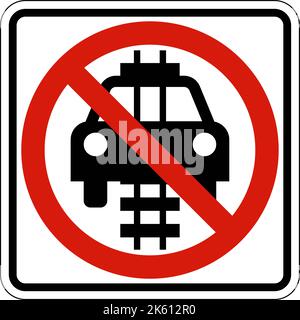 No Motor Vehicles On Tracks Sign On White Background Stock Vector
