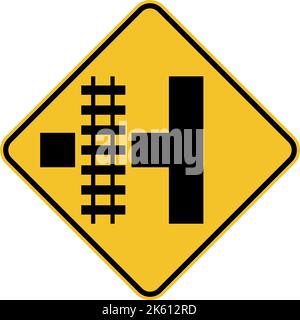 Highway Light Rail Transit Grade Crossing Left Sign Stock Vector