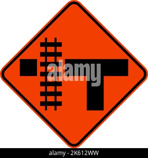 Highway Light Rail Transit Grade Crossing Left Sign Stock Vector