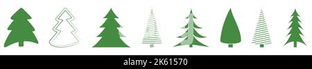 Christmas tree green silhouettes. Design for winter holidays. Vector illustration Stock Vector