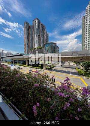 Public housing and infrastructure design such as railway track line and roads connectivity, a very well thought out town planning process in Singapore Stock Photo