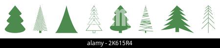 Collection of green Christmas trees. Vector illustration Stock Vector