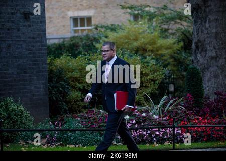 Downing Street, London, UK. 11th October 2022. Ministers attend the first Cabinet Meeting at 10 Downing Street since the Conservative Party Conference last week. Alok Sharma MP, COP26 President. Photo:Amanda Rose/Alamy Live News Stock Photo