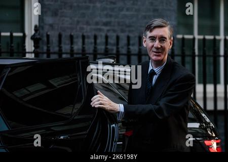 Downing Street, London, UK. 11th October 2022. Ministers attend the first Cabinet Meeting at 10 Downing Street since the Conservative Party Conference last week. Jacob Rees-Mogg MP, Secretary of State for Business, Energy and Industrial Strategy. Photo:Amanda Rose/Alamy Live News Stock Photo