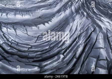 Top view rough surface of Vatnajokull glacier with cracks in wild volcanic terrain as abstract background Stock Photo