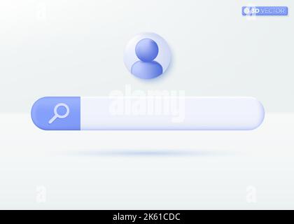 Search bar design icon symbols. Browser button for web, Navigation and search concept. 3D vector isolated illustration design. Cartoon pastel Minimal Stock Vector