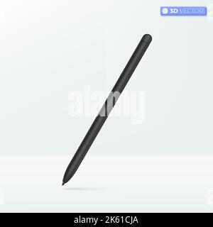 Pen stylus icon symbols. designer digital photo retouch or drawing, education concept. 3D vector isolated illustration design. Cartoon pastel Minimal Stock Vector