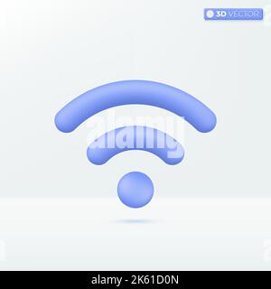Blue wifi icon symbols. Broadcasting area with internet, wireless LAN connection concept. 3D vector isolated illustration design. Cartoon pastel Minim Stock Vector