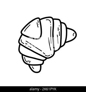 Hand drawn doodle style croissant fresh bakery Stock Vector
