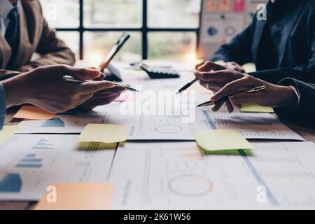Business teamwork analyzing future digital marketing strategies. digital and big data concept Stock Photo