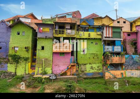 Kampung Warna-Warni Jodipan, the the colourful village in Malang Stock Photo