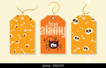 Halloween gift tags. Cute label template happy Halloween day for greeting cards Stock Vector