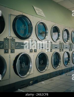 Interior of a laundromat, Ossining, New York Stock Photo