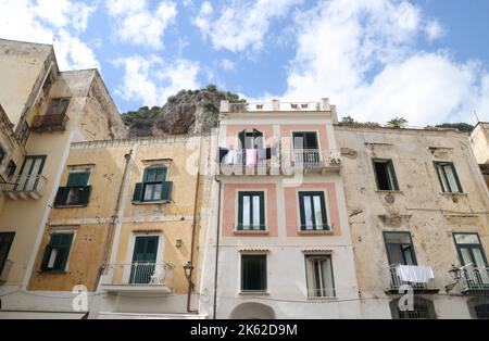 Glimpse of the fishing village of Atrani on the Amalfi Coast, Italy Stock Photo