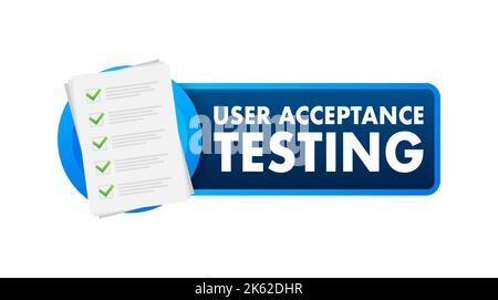 UAT - User Acceptance Testing. Software testing concept. Development quality. Vector stock illustration. Stock Vector