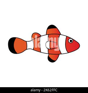 cute of clown fish on cartoon version,vector illustration Stock Vector