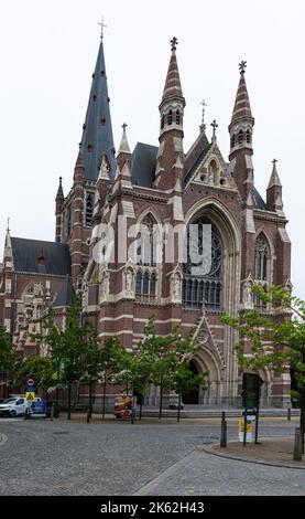 Bissegem, West Flanders Region - Belgium - 07 18 2021 Facade of the catholic cathedral Stock Photo