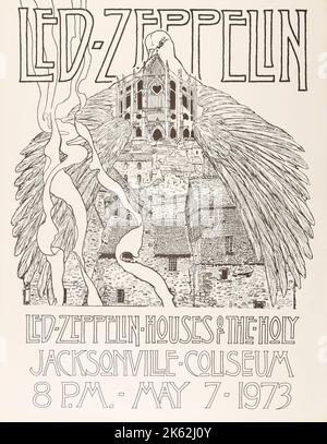 Led Zeppelin - Jacksonville Coliseum - Houses Of The Holy Concert Poster (1973) Stock Photo