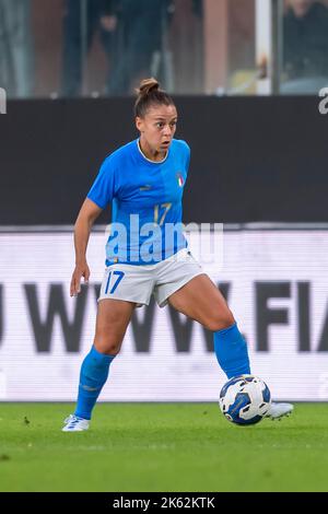 Genova, Italy. 10th October, 2022. Lisa Boattin (Italy Women) during the Fifa ' Womens World Cup 2023 qualifying round Friendly Match' match between match between Italy Women 0-1 Brazil Women at Luigi Ferraris Stadium on October 10, 2022 in Genova, Italy. Credit: Aflo Co. Ltd./Alamy Live News Stock Photo