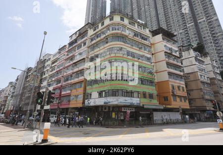 View of Ming Lun Street and To Kwa Wan Road in To Kwa Wan. The area is specified in Urban Renewal Authority's (URA) redevelopment project.07OCT22 SCMP/ Edmond So Stock Photo