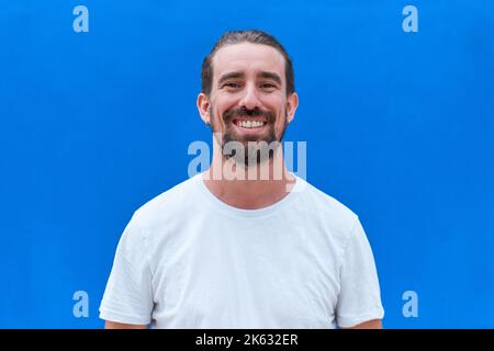 Isolated close up photo of caucasian man looking at camera. Stock Photo