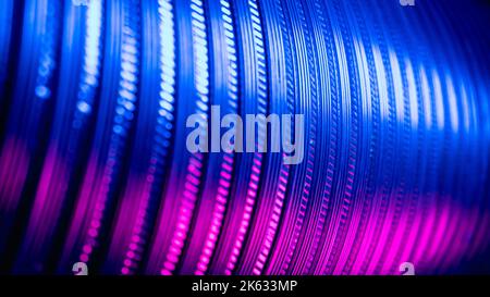 neon futuristic banner ridged texture gear blue Stock Photo